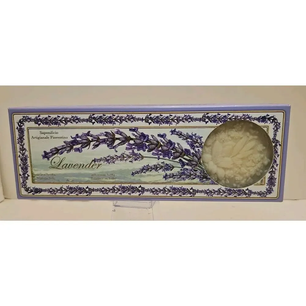 Saponificio Artigianale Fiorentino Lavender Scented Soaps Italy Sealed 3 x4.4 Oz